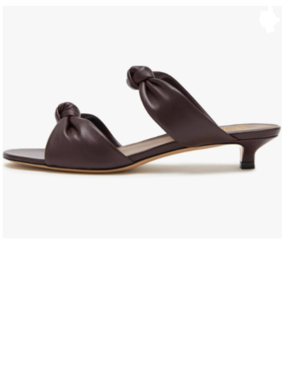miss left Dark Brown Open Toe Two Knotted Straps Mules Comfoy Low Heel Sandals